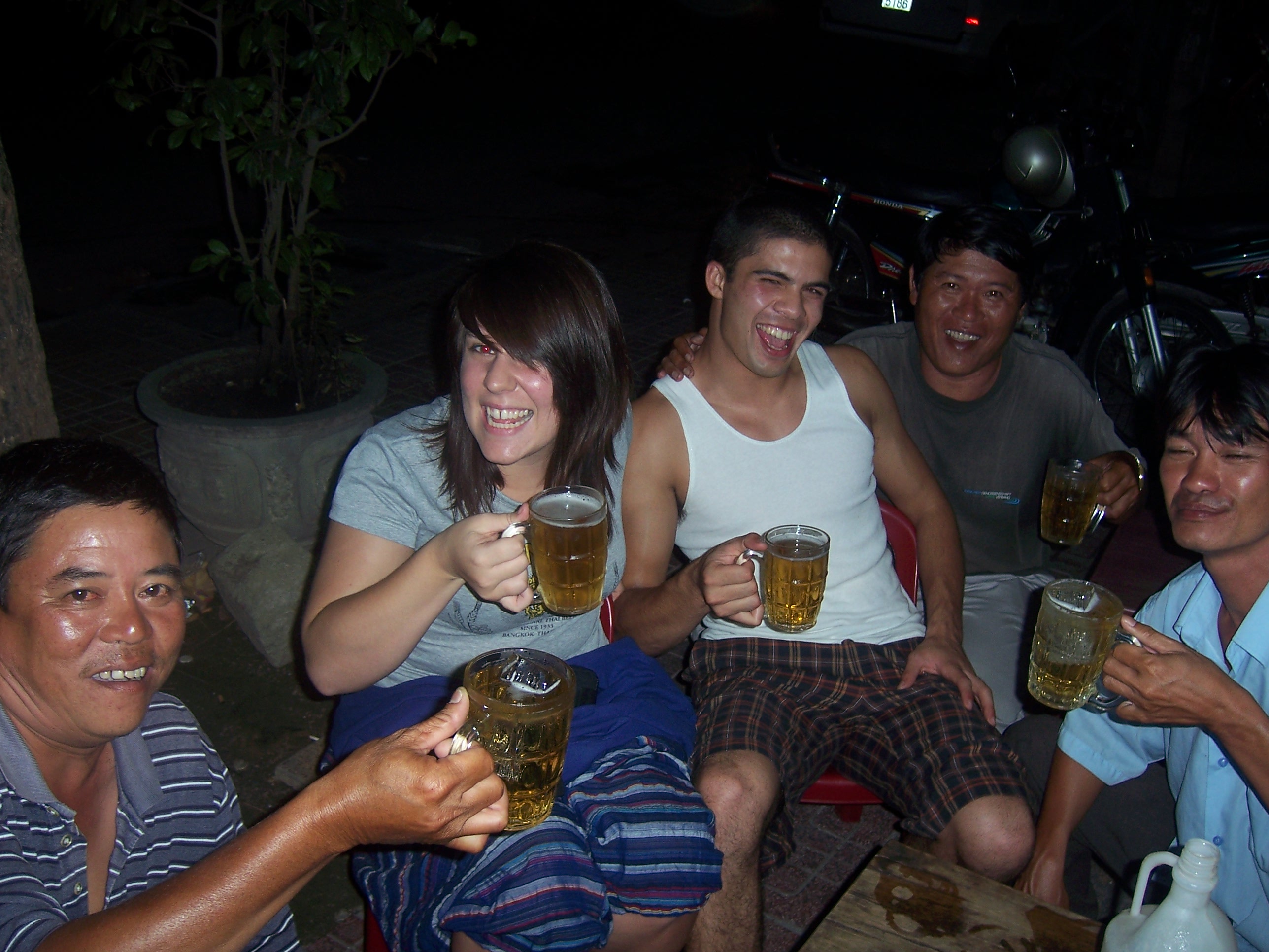 Cheers with Tung, Miriam, James and Ti